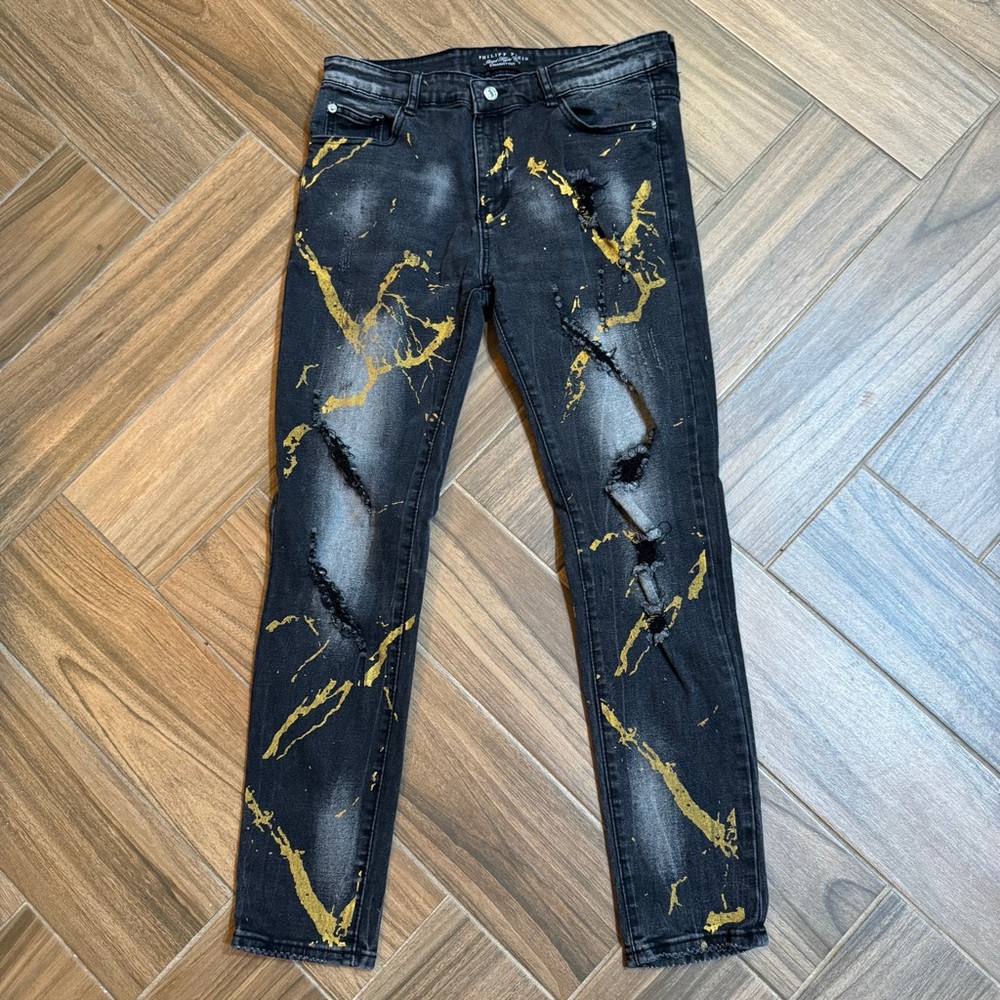 COPY - Philipp Plein distress black jean straight cut